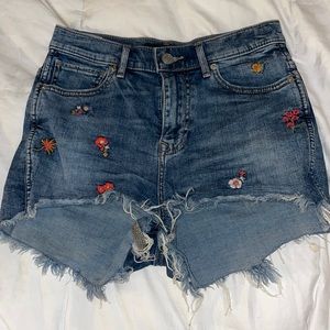 Floral Embellished Denim Shorts
